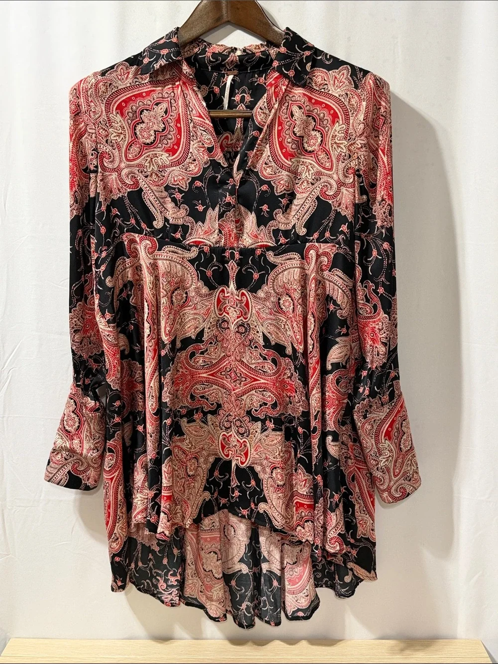Paisley Print Black & Red Women’s Tunic Top